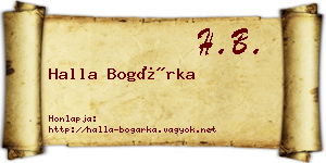 Halla Bogárka névjegykártya